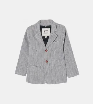 Boys Striped Cotton and Linen Blazer