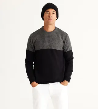 Color Block Crew Neck Sweater