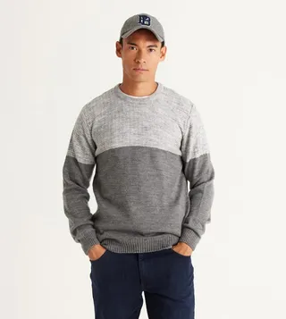 Color Block Crew Neck Sweater
