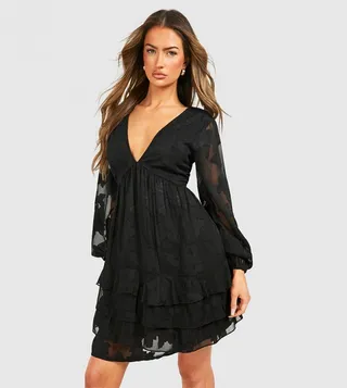 Burnout Floral Smock Dress