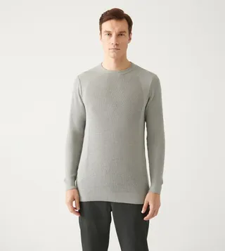 Jacquard Crew Neck Slim Fit Sweater