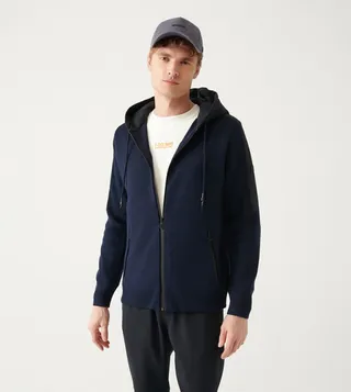 Zip Front Long Sleeves Hooded Cardigan