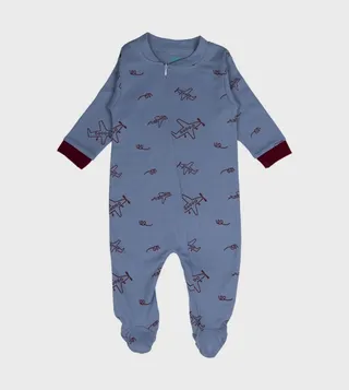 Printed Cotton Long Sleeves Sleepsuit