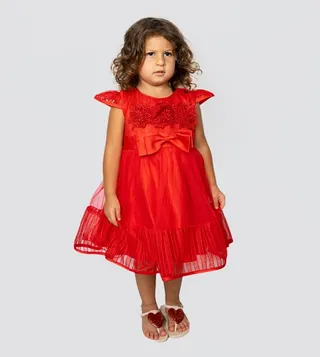 Lace Detail Riding Hood Fit and Flare Dress