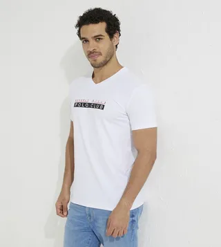 Logo Printed V-Neck T-Shirt