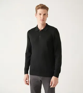 Polo Neck Wool Blend Sweater