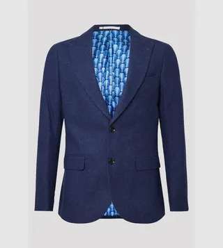 Slim Fit Navy Tweed Blazer