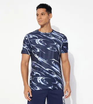 Suminagashi Motif Print Active T-Shirt