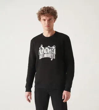 Thread Polarized Hologram Printed Sweatshirt
