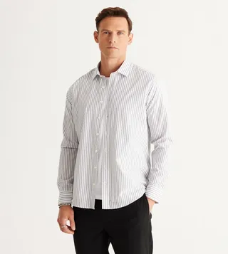 Striped Slim Fit Classic Collar Cotton Shirt