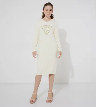 Embellished Long Sleeves Sweater Dress