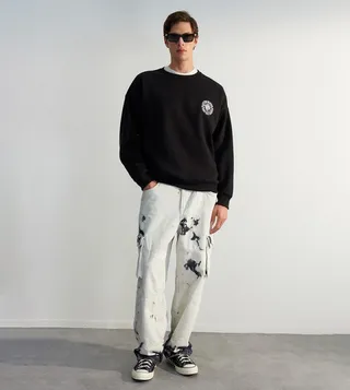 Embroidered Oversized Long Sleeves Sweatshirt