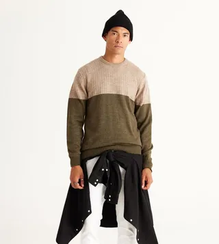 Color Block Crew Neck Sweater