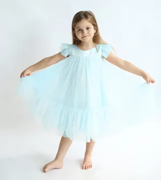 Pleated Round Neck Casual Dress