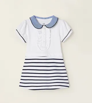 Striped Cotton Pique Dress