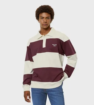 Color Block Organic Cotton Rugby Sweatshirt