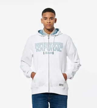Logo Printed Zip-Through Hooded Sweatshirt