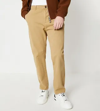 Solid Button Closure Chino Trousers