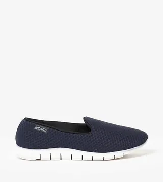 Mesh Detail Round Toe Slip-On Shoes