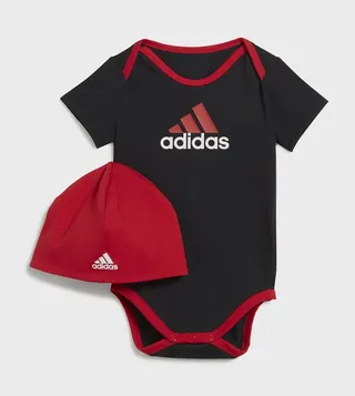 Essentials Logo Print Bodysuit and Beanie Gift Set