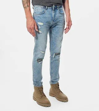 Ripped Detail Skinny Fit Jeans