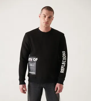Printed Crew Neck Fleece Sweatshirt