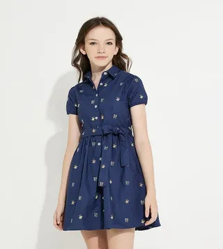 Logo Embroidered Short Sleeves Dress