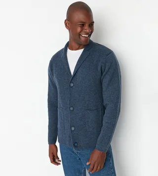 Regular Fit Men Collar Knitwear Cardigan