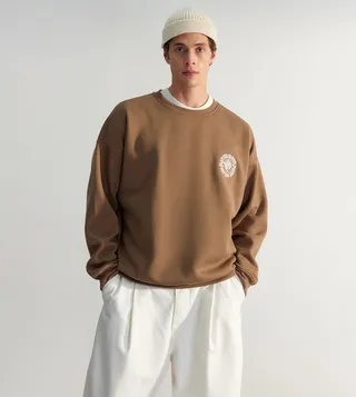 Embroidered Oversized Long Sleeves Sweatshirt