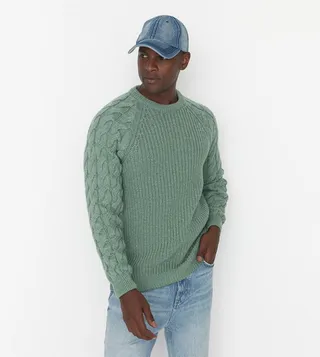 Regular Fit Crew Neck Hair Knitted Sweater