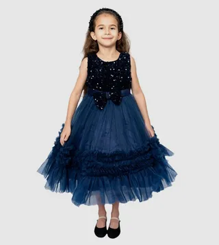 SequinsBow Detail Flared Tutu Dress
