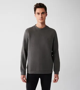 Textured Crew Neck Sweatshirt
