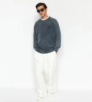 Washed Oversized Long Sleeves Sweatshirt