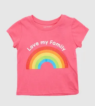 Girl's Family Rainbow Graphic Printed T-Shirt