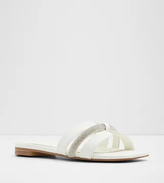 DEANDRA Embellished Open Toe Flat Sandals