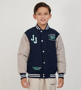 Printed Varsity Bomber Jacket