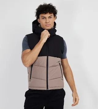 Color Block Hooded Puffer Gilet