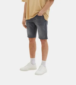 Bleached Regular Fit Denim Shorts