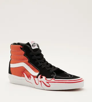 Color Block Flame Detail High-Top Sneakers