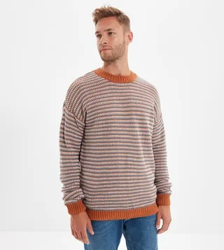 Regular Crew Neck Jacquard Sweater