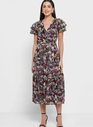 Ruffle Printed Dress