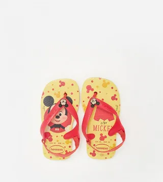 Mickey Mouse Print Slingback Flip-Flops
