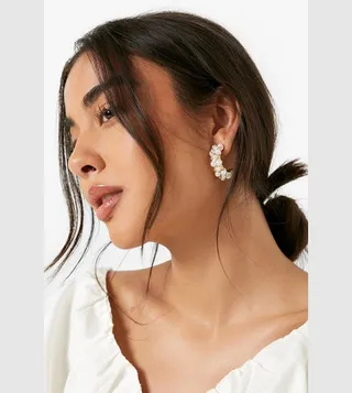 Pearl Embellished Hoop Earrings
