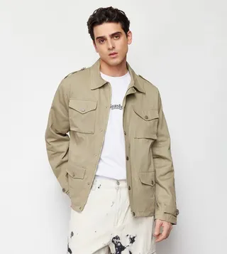 Solid Regular Fit Gabardine Jacket