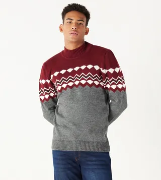 Patterned High Neck Sweater
