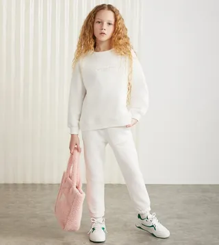 Embroidered Crew Neck Sweat Suit
