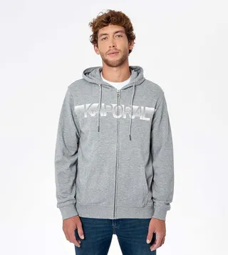 Logo Printed Zip-Through Hooded Sweatshirt