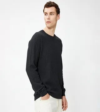 Patterned Crew Neck Sweater