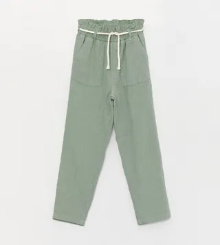 Solid Drawstring Waist Trousers