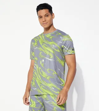 Suminagashi Motif Print Active T-Shirt